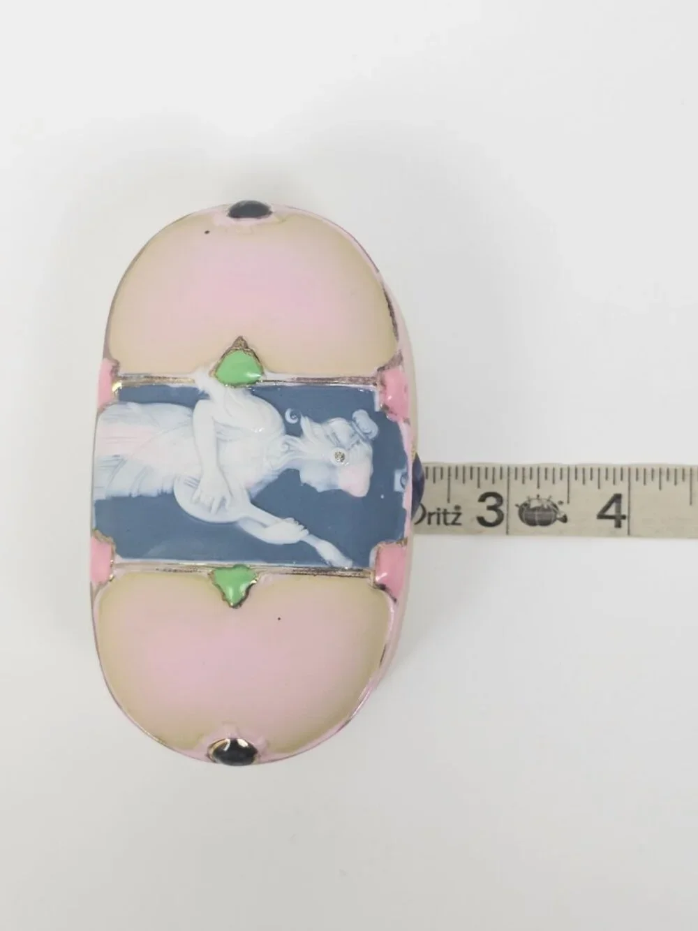 Schafer & Vater‎ Art Nouveau Enamel Porcelain Trinket Box Cameo Jeweled Antique